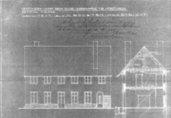 Ontwerp van een club-gebouwtje (parochiehuis) 